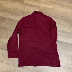 Women's Lauren Ralph Lauren 100% Silk Button Up Blouse Sz 10 Red Collared Classy